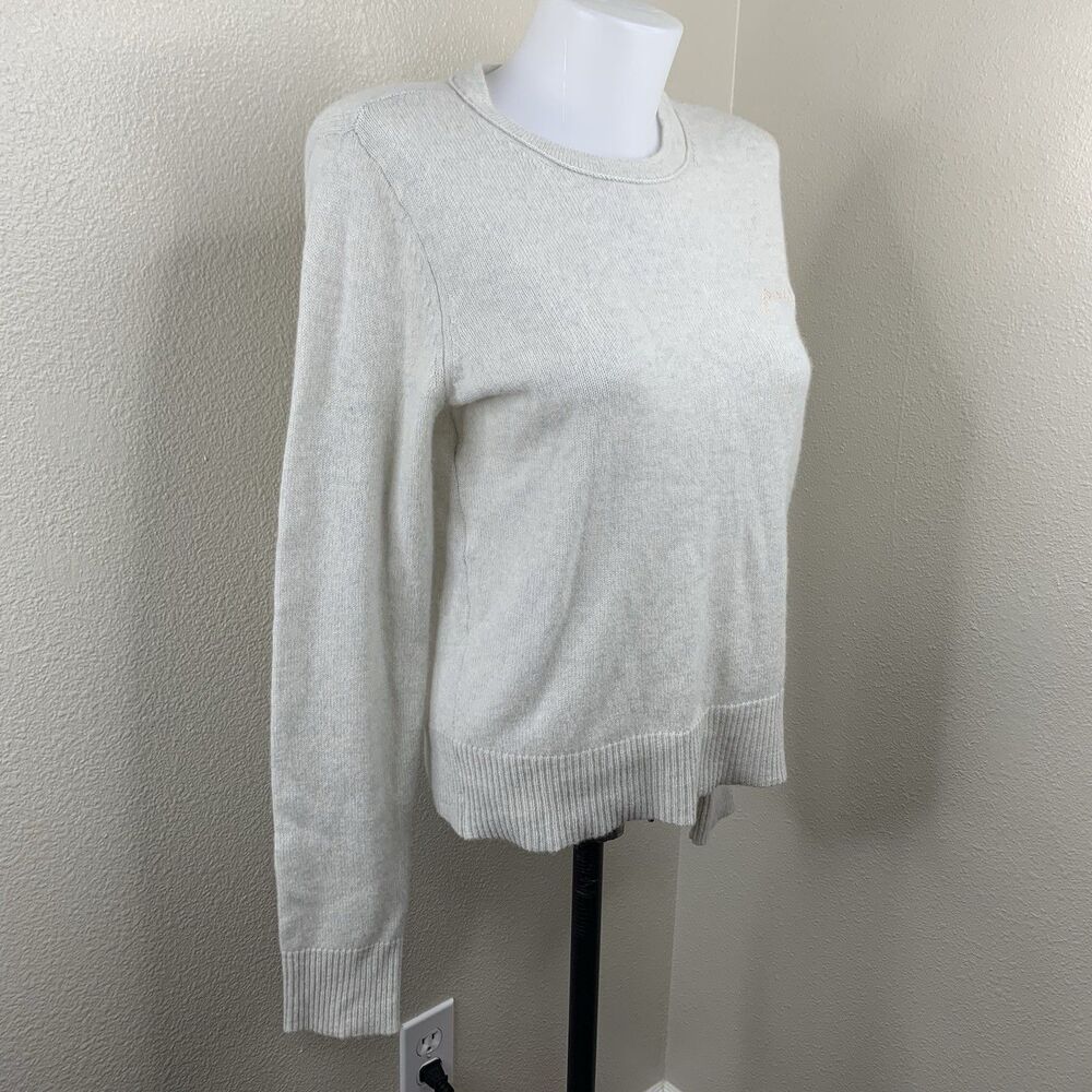 Favorite Daughter Sweater Sz S PlatinumGrey 100% Cashmere Crewneck Pullover Flaw